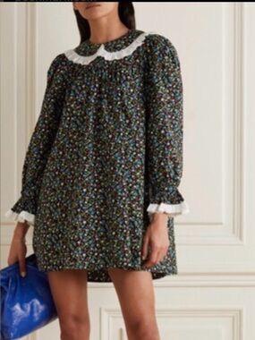 DOEN Lisette Ruffled Floral-print Organic Cotton-poplin Mini Dress